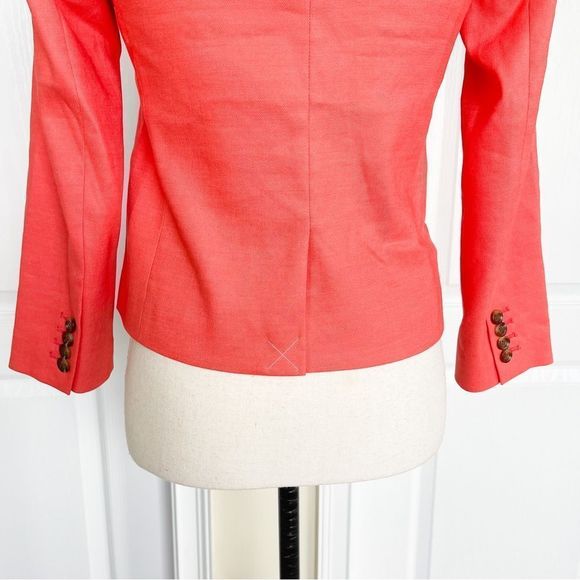 Ann Taylor 00P NWT Petite Linen & Shell Corral Orange Blazer 1 Button & Pockets - Picture 12 of 14